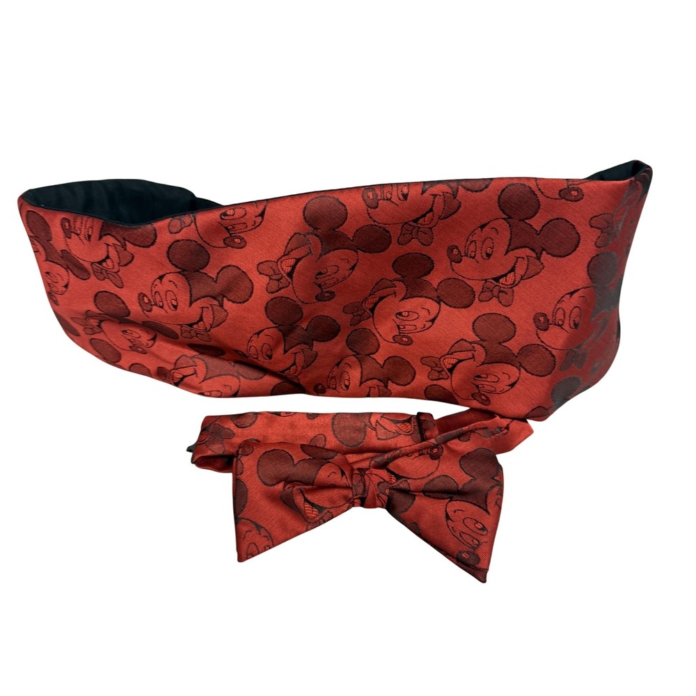 Balancine Accessory Set Mens One Size Red Mickey Mouse Cummerbund Bow Tie USA